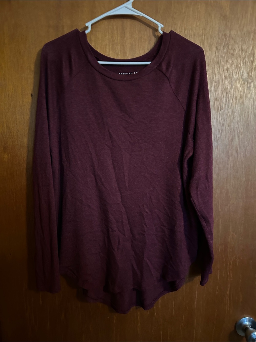 American Eagle Outfitters Women's Long Sleeve Crew Top - Maroon